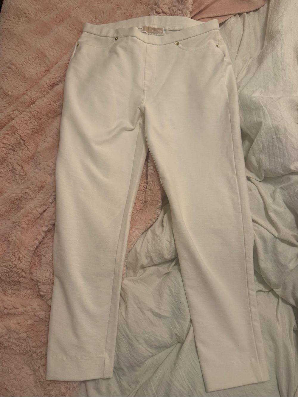 Michael Kors Cream Straight Leg Pull-On Jeans